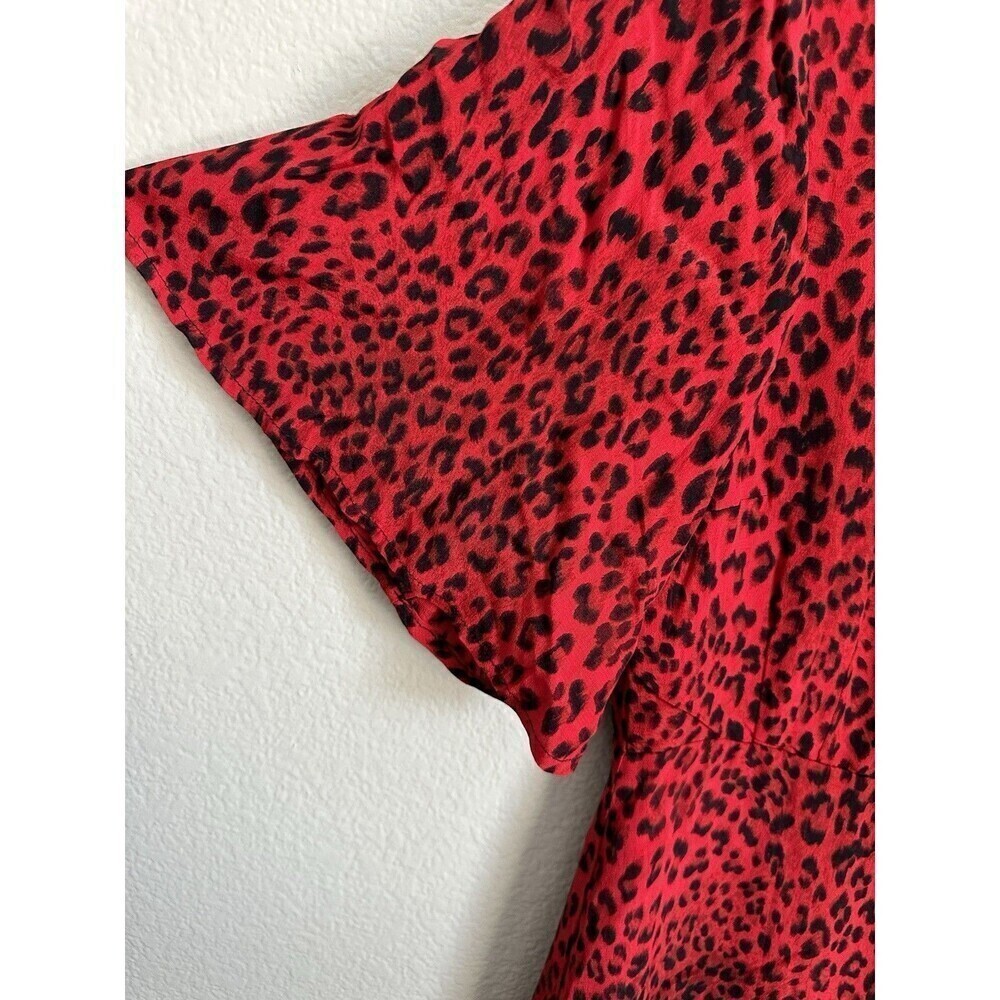 Sanctuary Dress Women's Size Small Red Midi Leopard Print Girl on Fire Faux Wrap - Picture 5 of 6